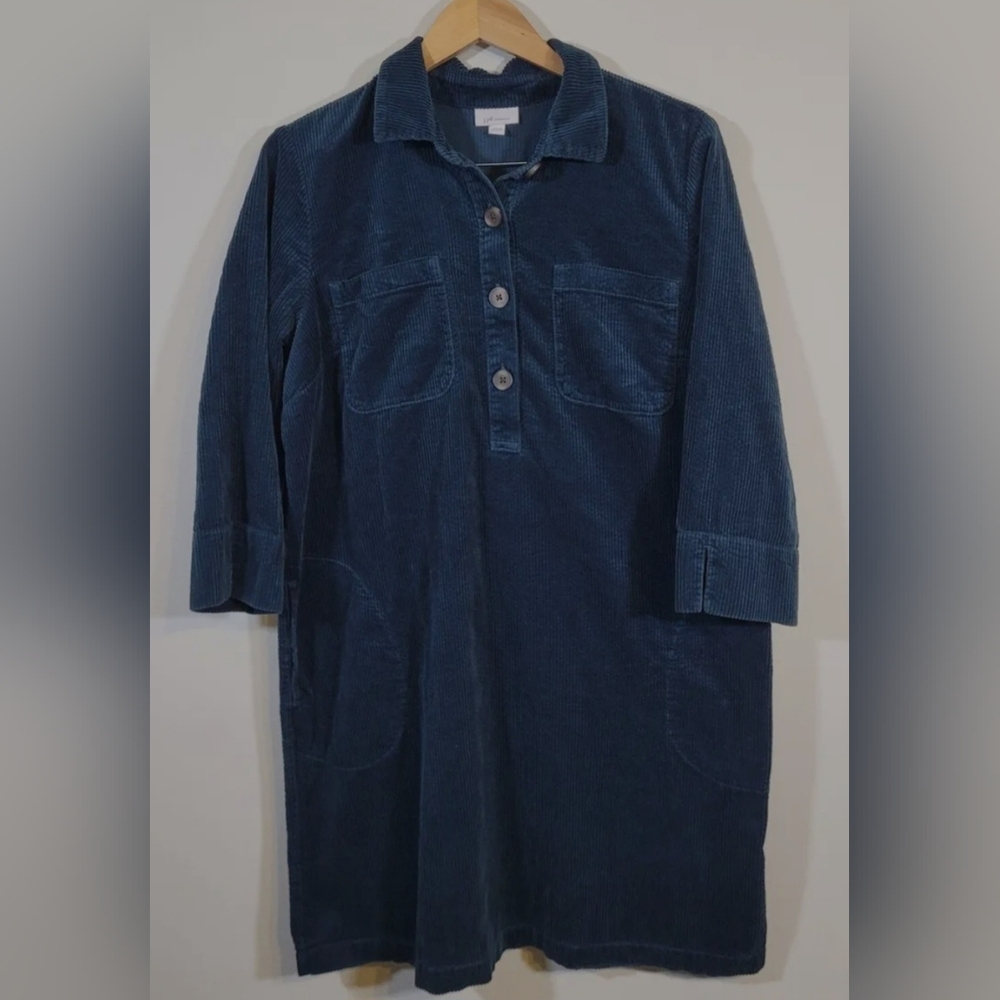 J‎ Jill Dress Shirtdress Corduroy Ribbed Teal